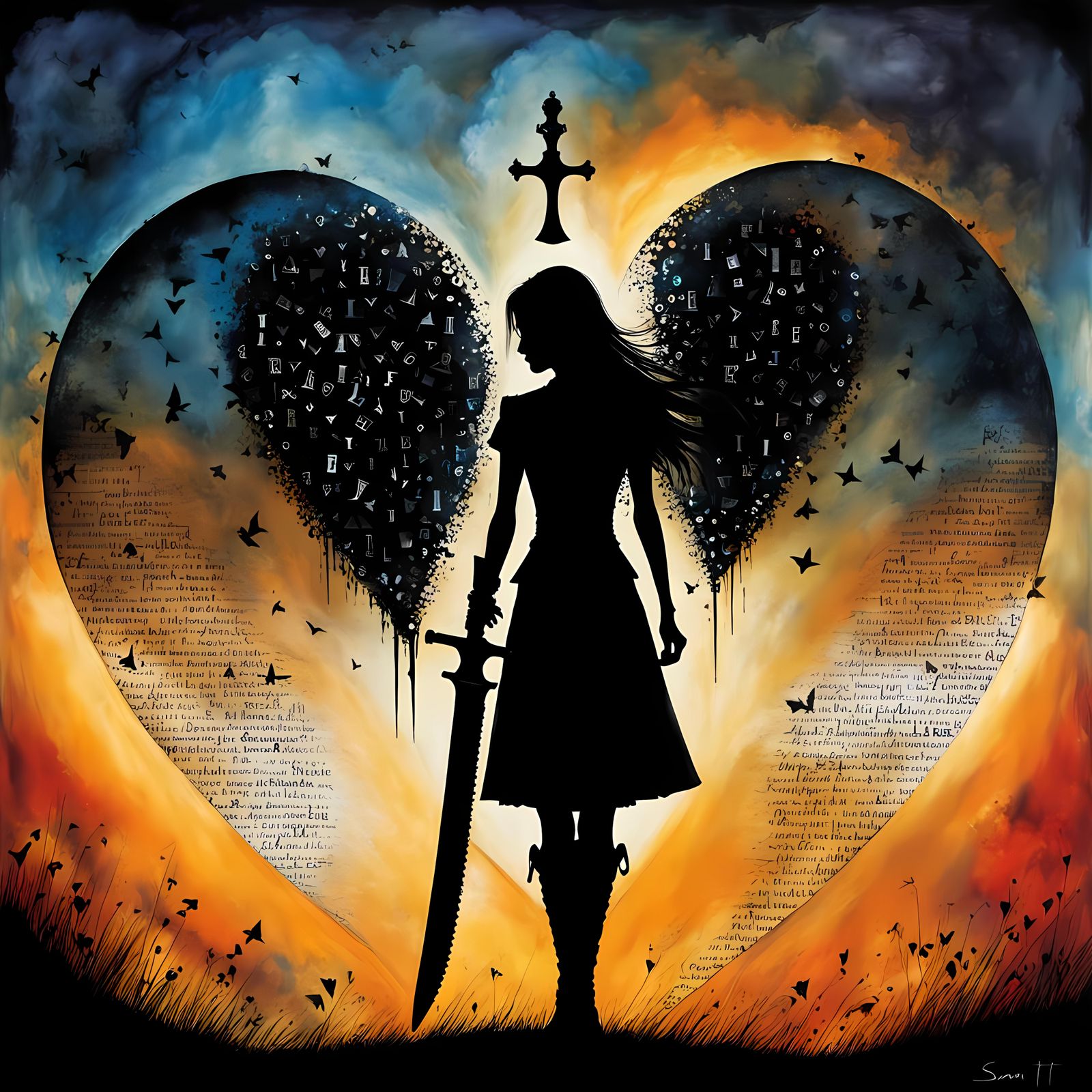 Word Art: Knife to the Heart Silhouette