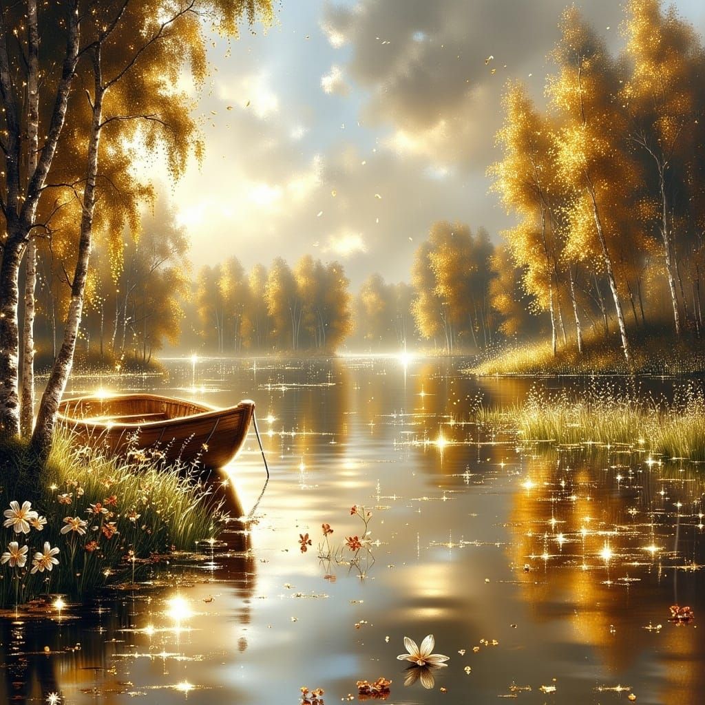 Colorful English Countryside with River Canal