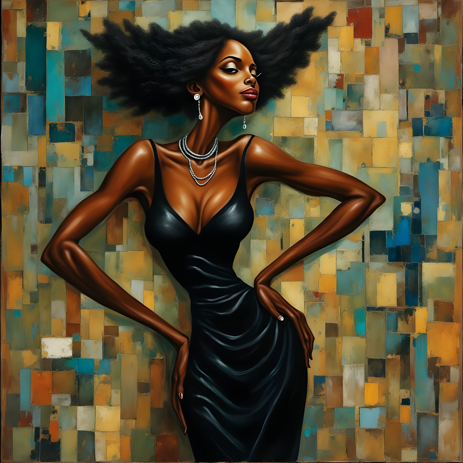 1950s Black Woman in Little Black Dress