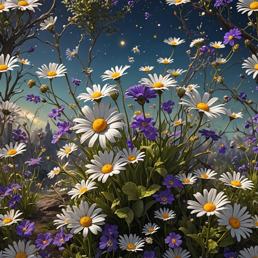 Fantastical Wildflower Field in Detailed Matte Painting