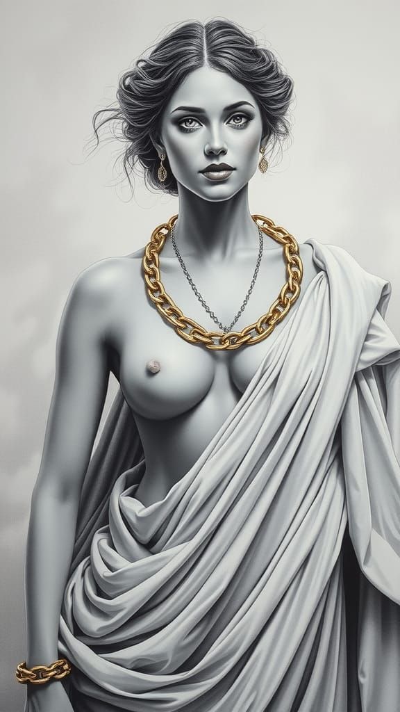 Goddess in Charcoal Drawing Style