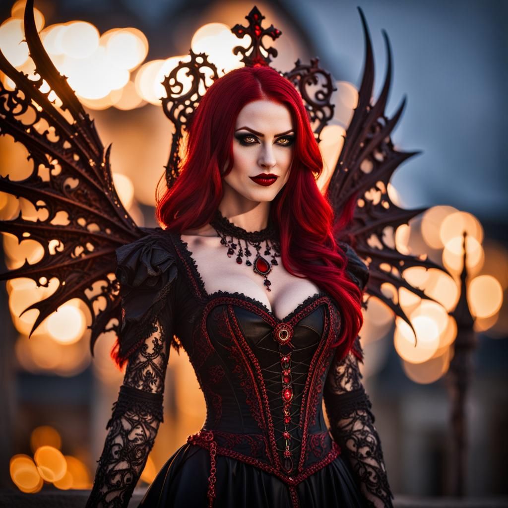 Gothic Vampiress Queen in Catholic Church