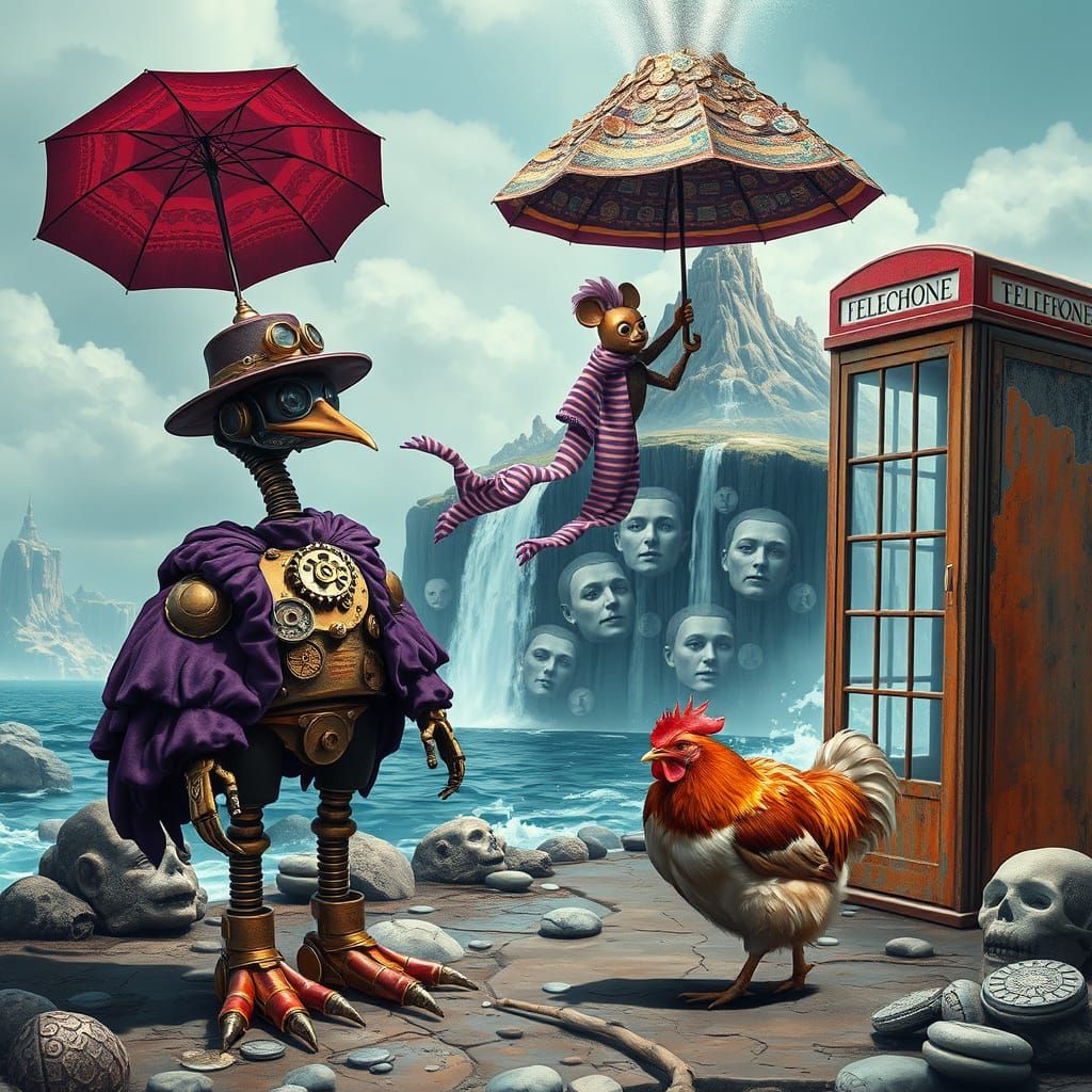 Steampunk Robot on a Fantastical Island