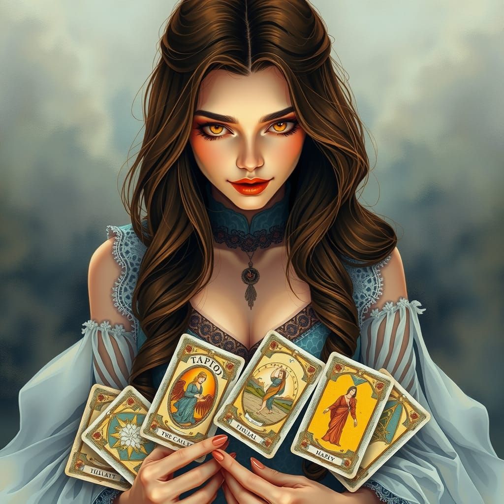 Fortune Teller in Dreamy Impressionist Watercolor Style