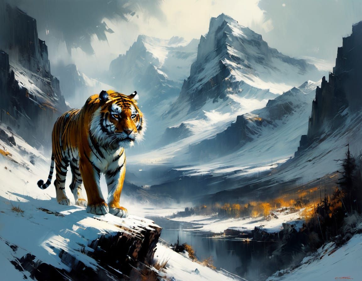 Sabre-Toothed Tiger in Winter Wonderland