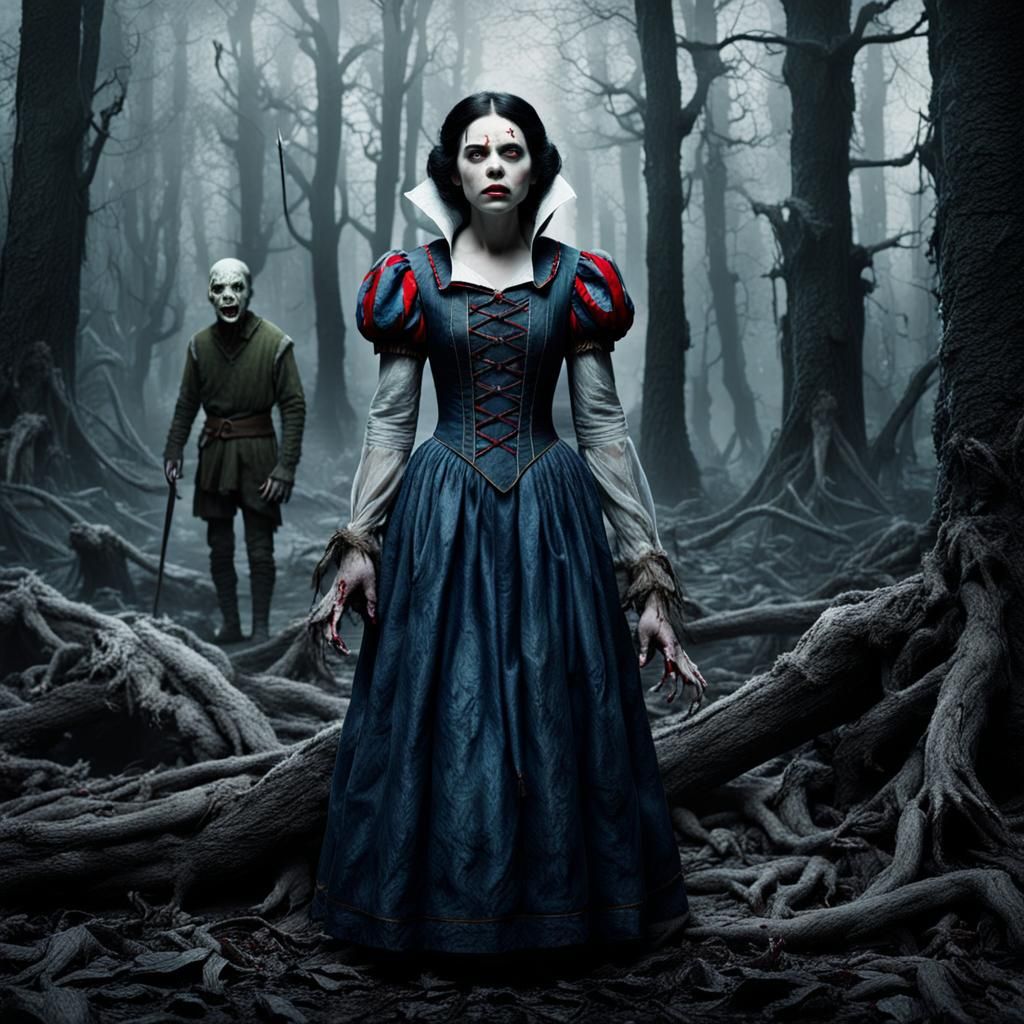 Zombie Snow White in Dark Disney Style