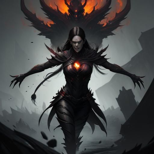 Sinister Figure of Fire and Air: Fantasy Art