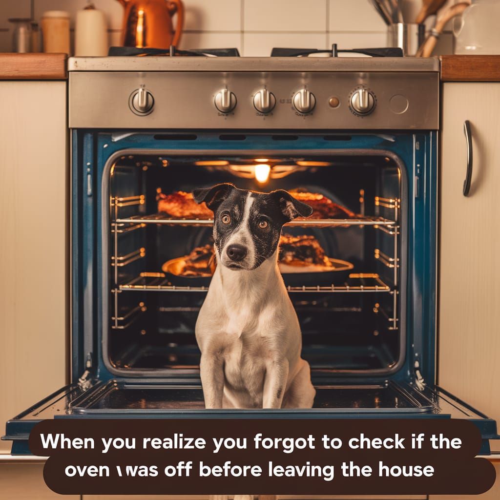 Humorous Dog Finds Burnt Food in Oven