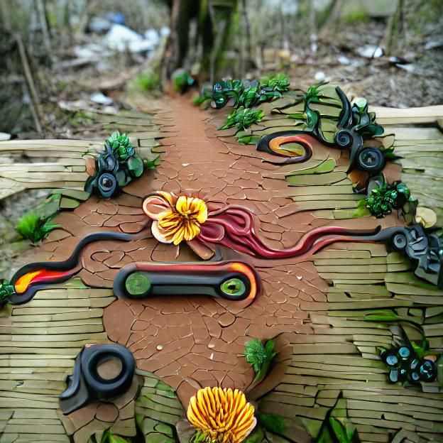 Post-Apocalyptic Flower Garden Path in Quilling Style