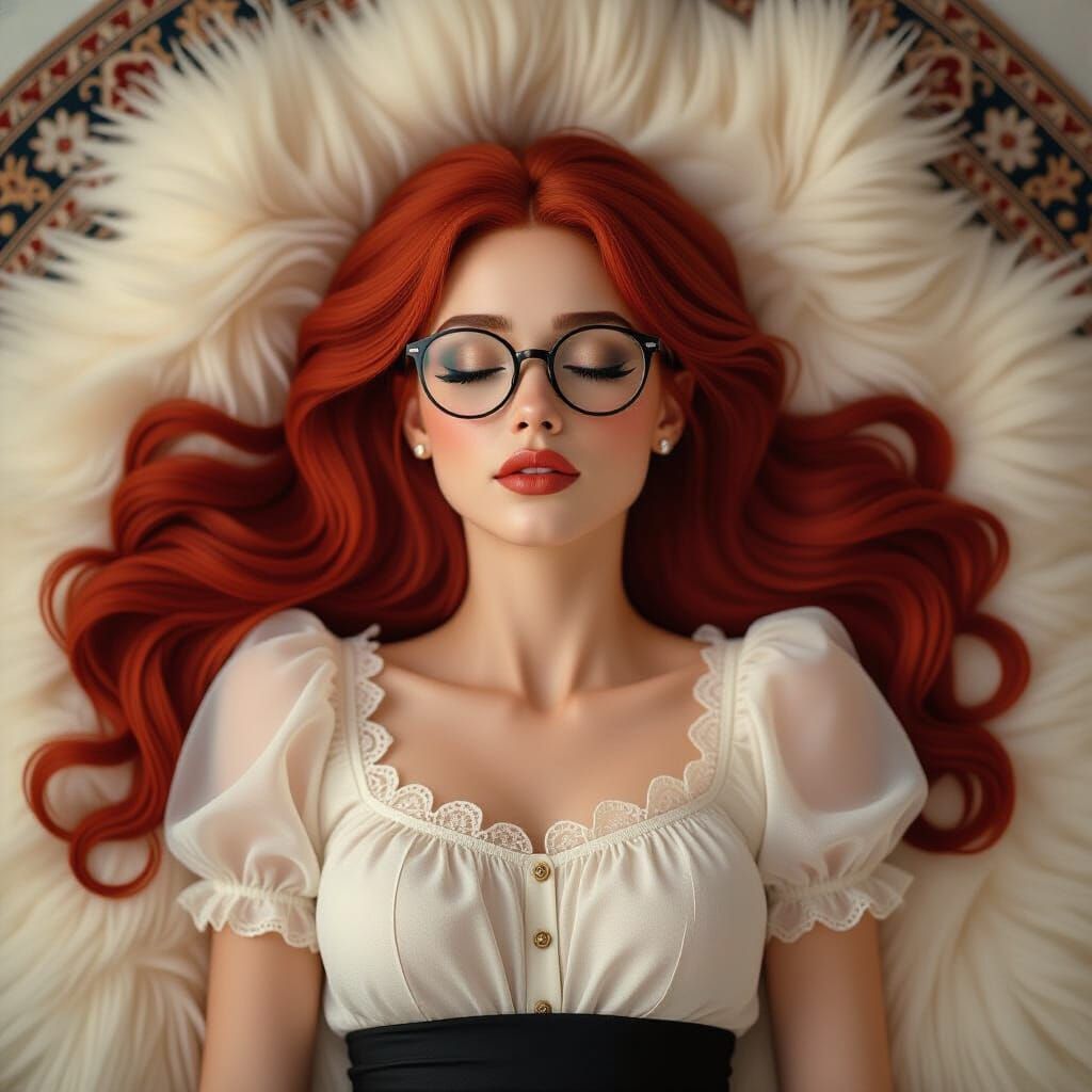 Elf Woman on Fur Rug in Sfumato Style