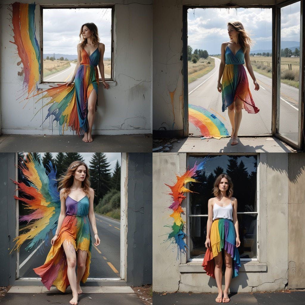 Bohemian Woman Standing at a Window, Surrounded by Colorful ...