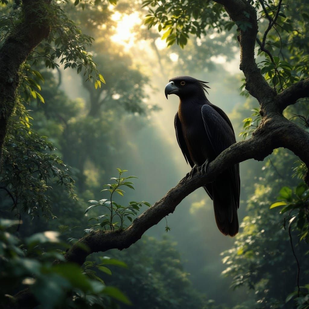 Majestic Harpy Eagle Perched in Amazon Canopy