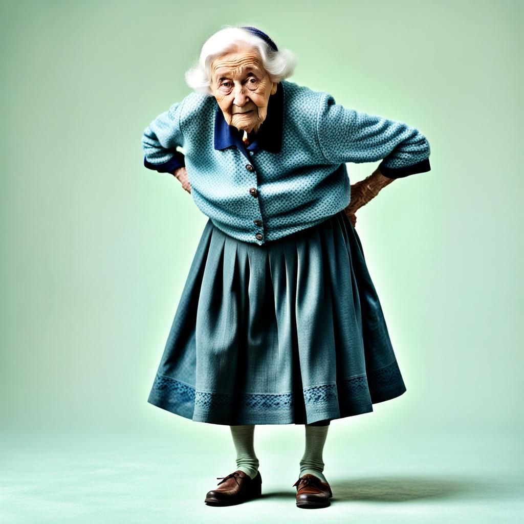 Elderly Woman's Upside-Down Handstand