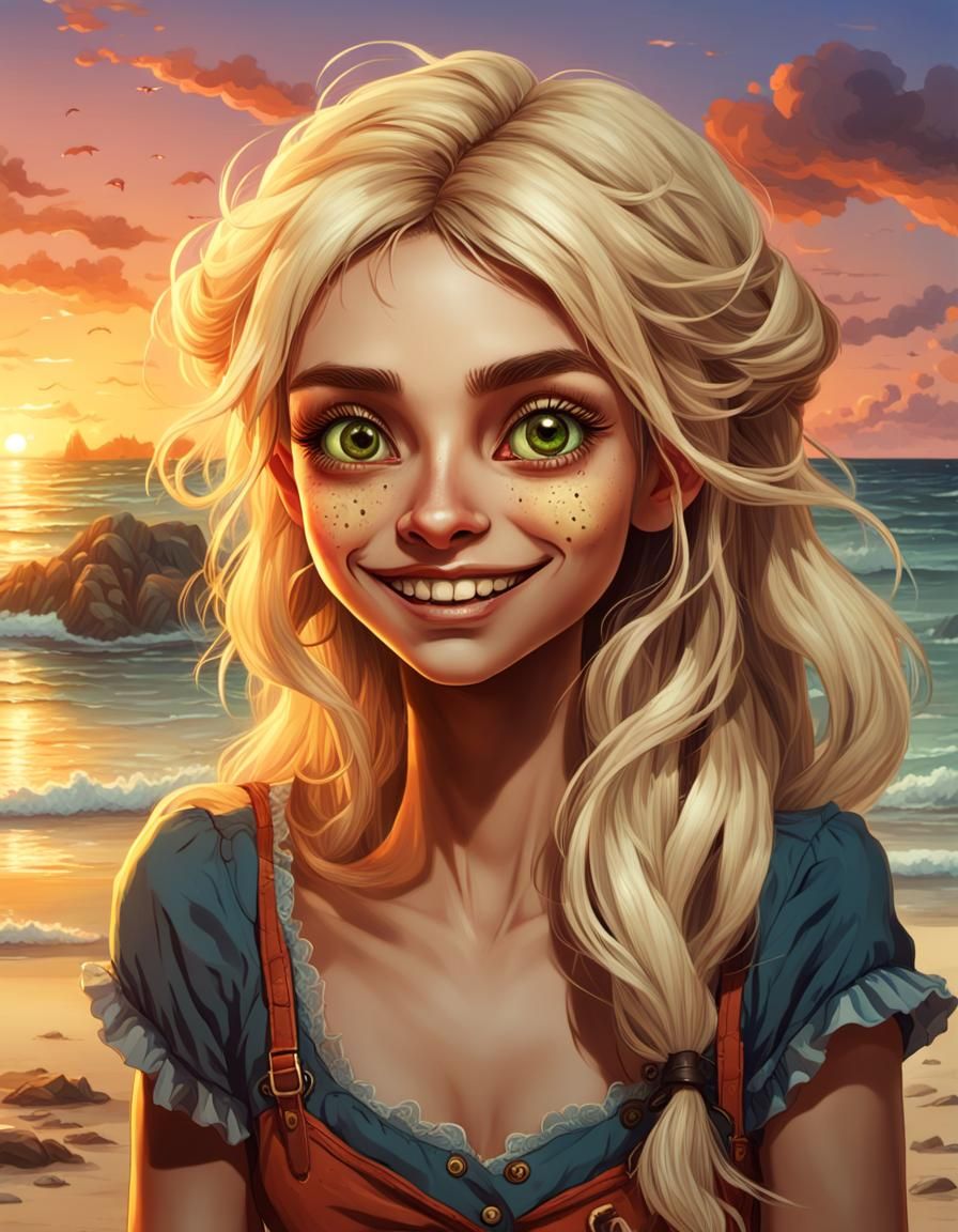 Cute Brazilian Woman Portrait in Gustave Doré Style