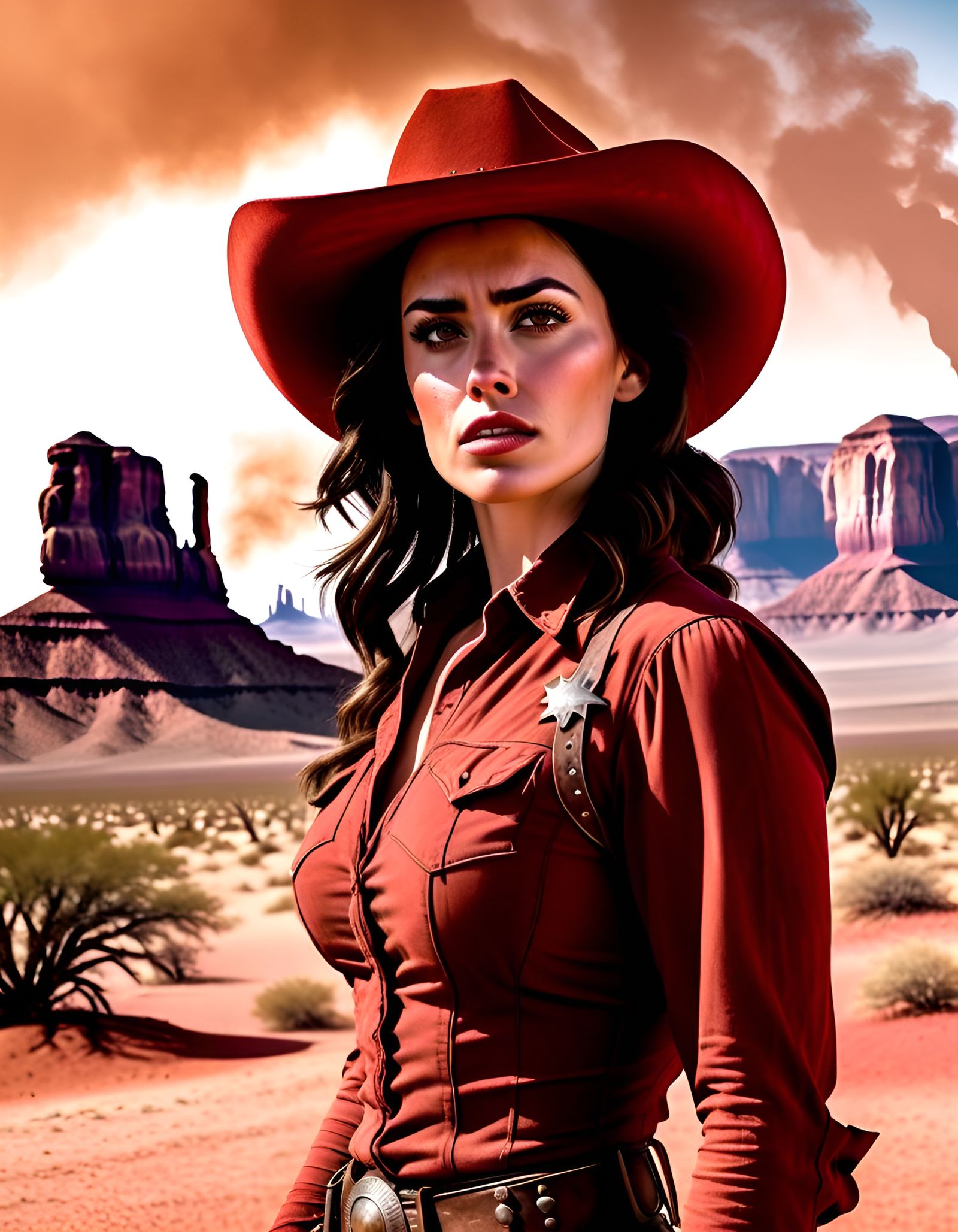 Cowgirl in Red Desert: Weird West Character Poster