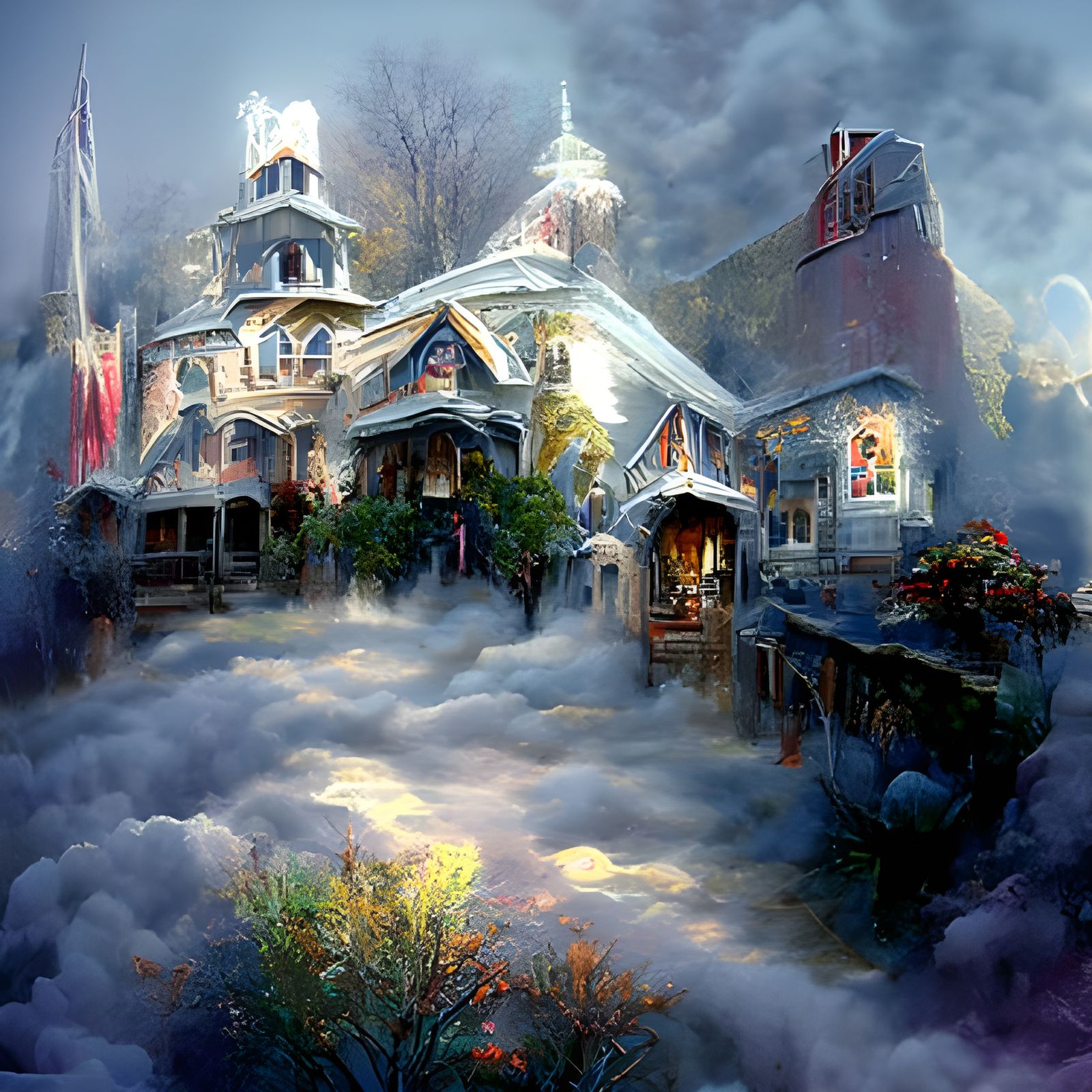 Ethereal Haunted House in a Thomas Kinkade Style