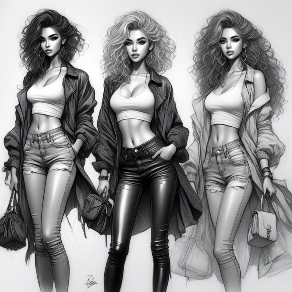 Detailed Anime Girl Sketch Portrait