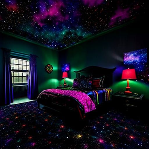 Vibrant Art Deco Kid's Bedroom with Starry Night Theme
