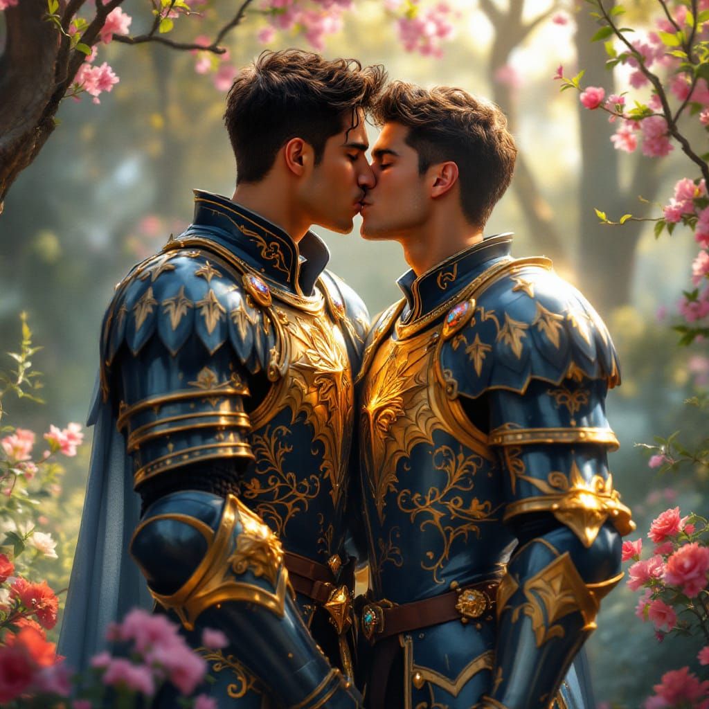 Chivalrous Latino Knights in Whimsical Garden