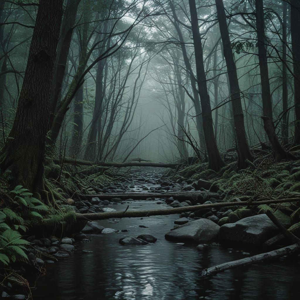 Enigmatic Forest Stream Landscape