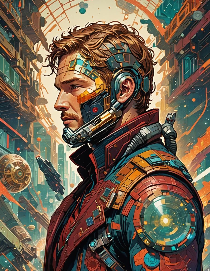 Star Lord Double Exposure Collage Art Illustration