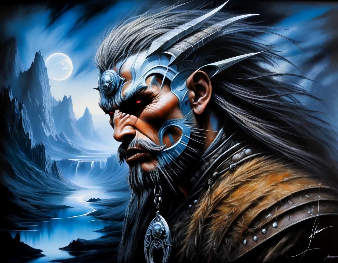 Jotun in Niflheim: High Contrast Oil Gouache