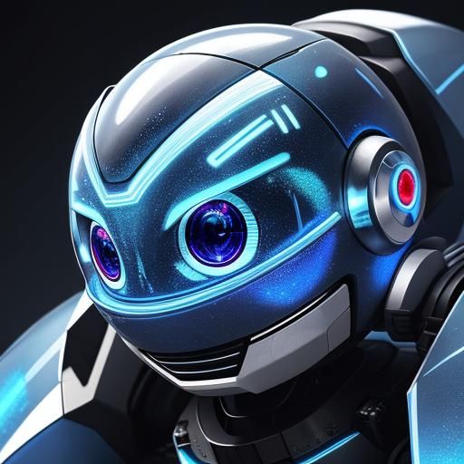 Cute Silverfish Robot with Glowing Eyes: Digital Art