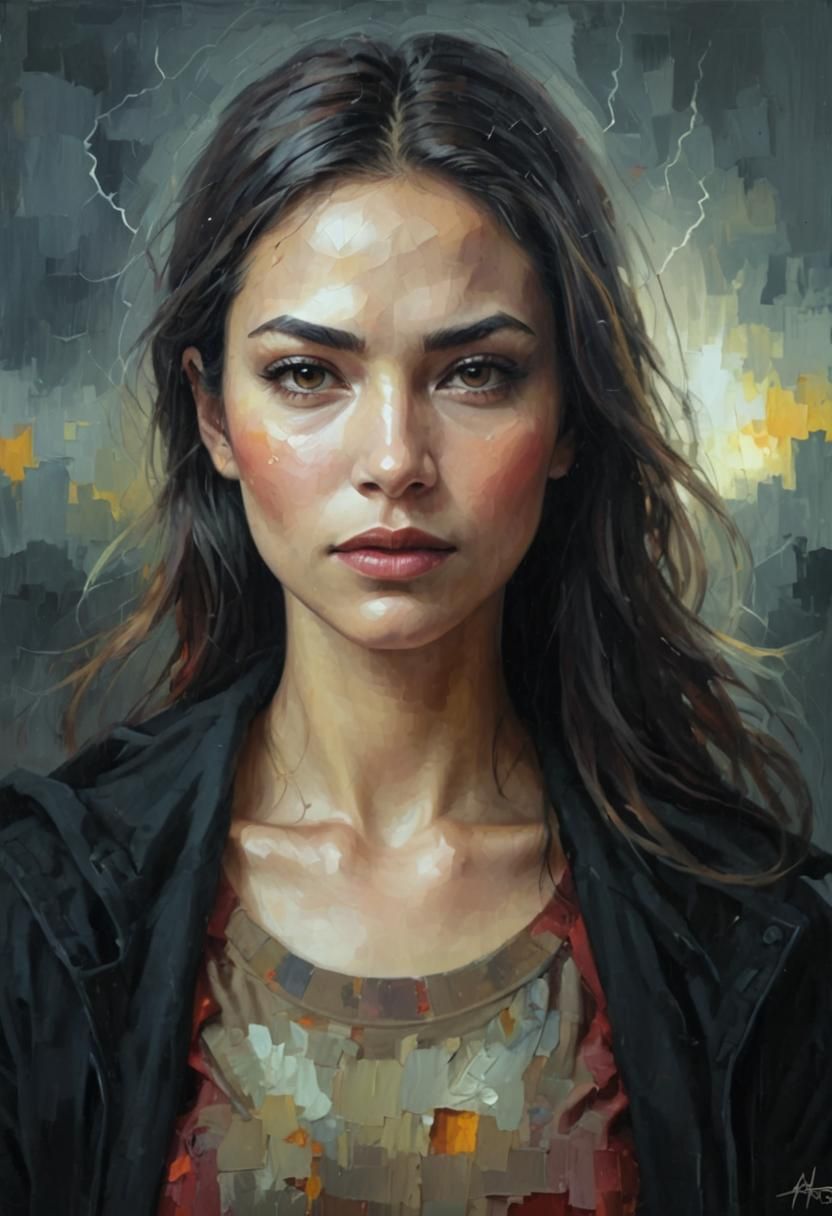 Passionate Woman in Fauvist Style with Impasto Texture