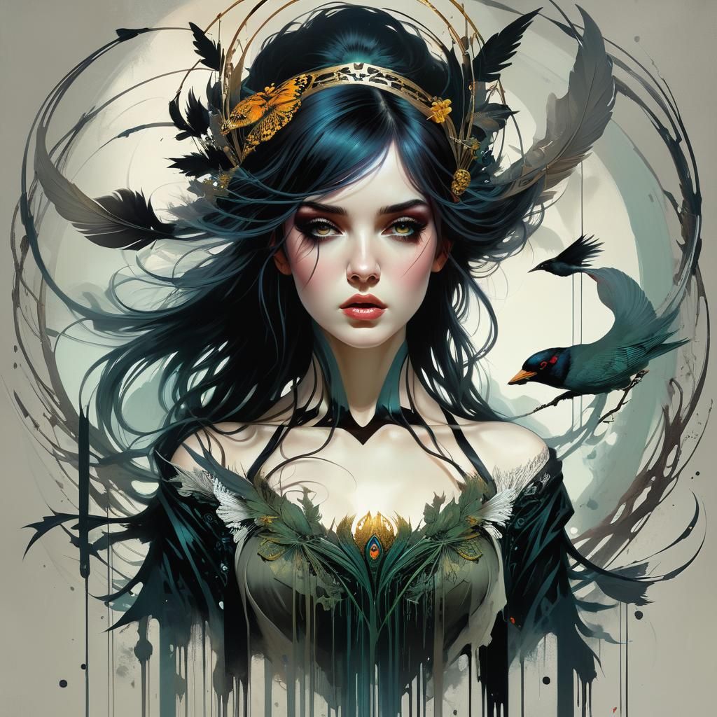 Grimdark Portrait with Intricate Line Work