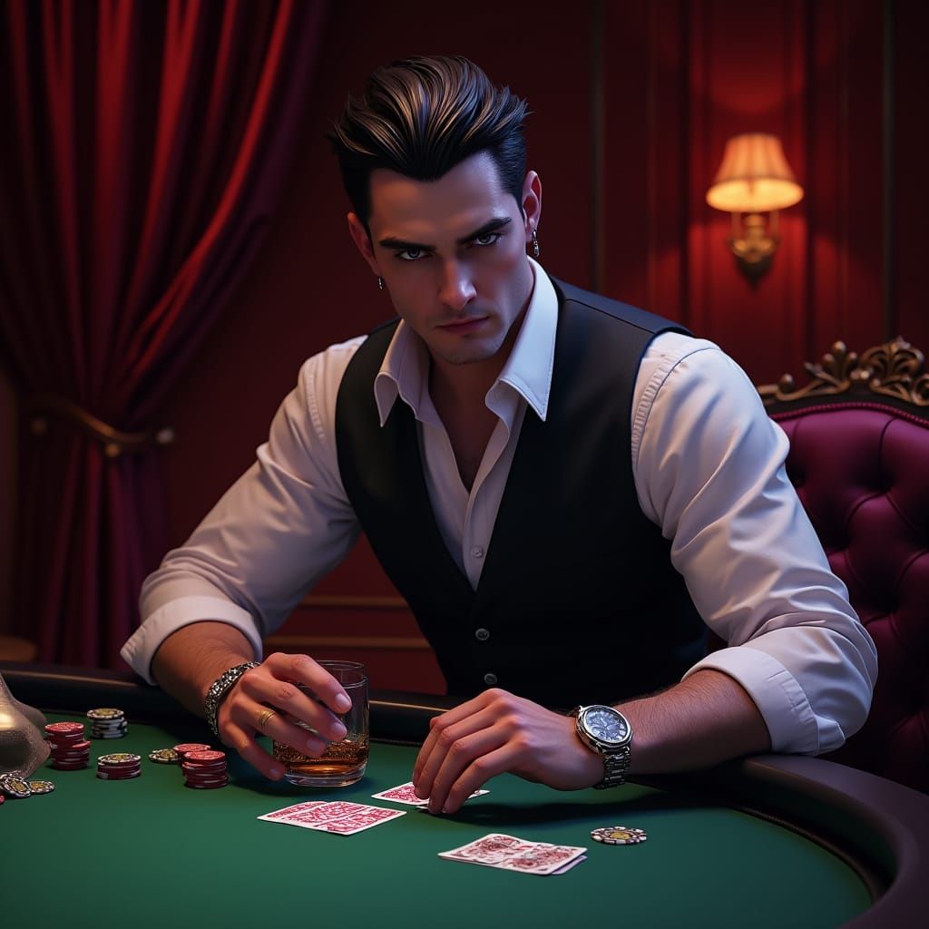 Vampire Poker Player in Dark Fantasy Style