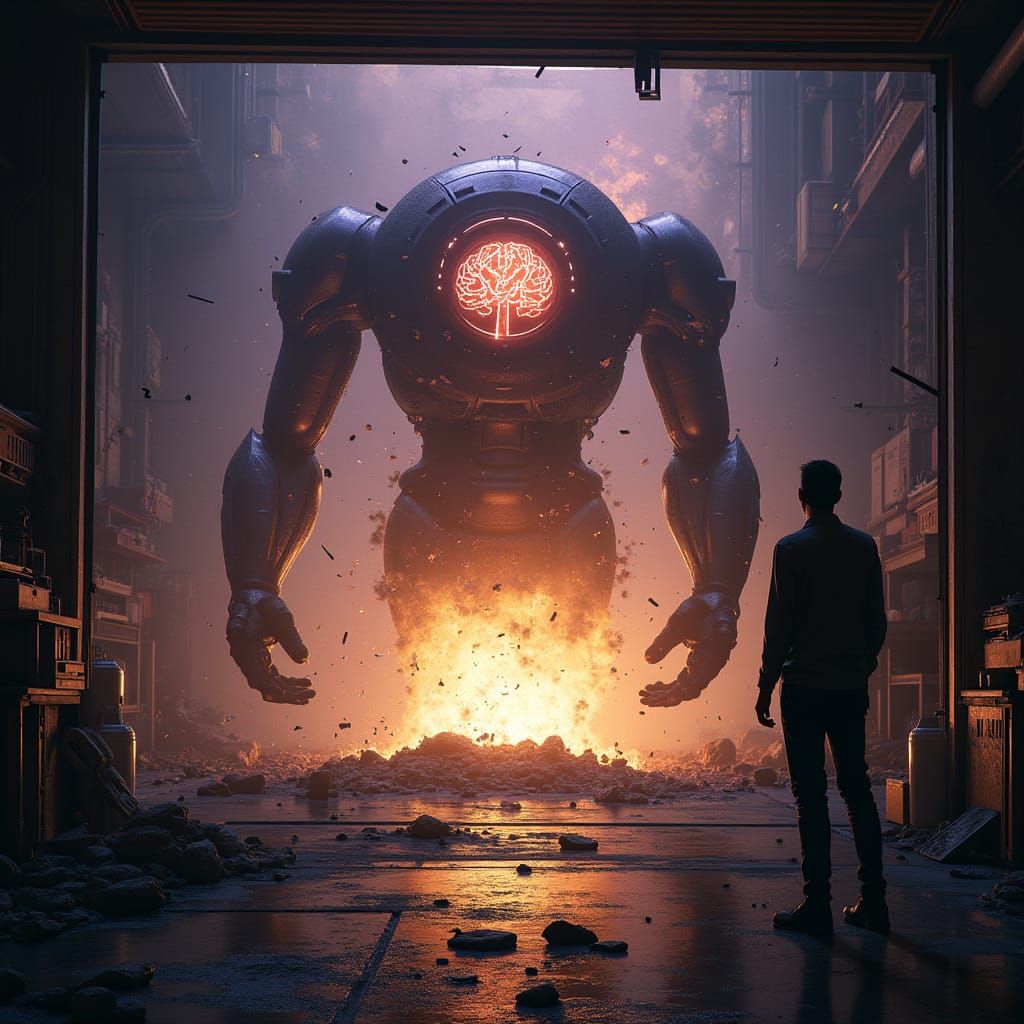 Cybernetic Uprising: Robot Brain Explodes in Garage