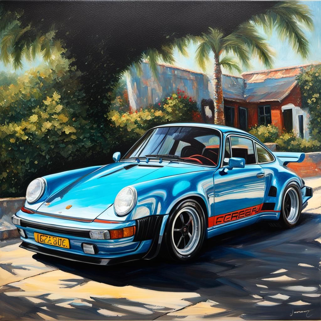 1980s Porsche 911 Turbo as Oil Painting