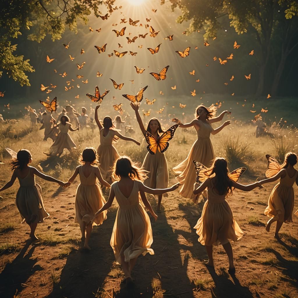 Butterfly Dancers in Golden Hour Light