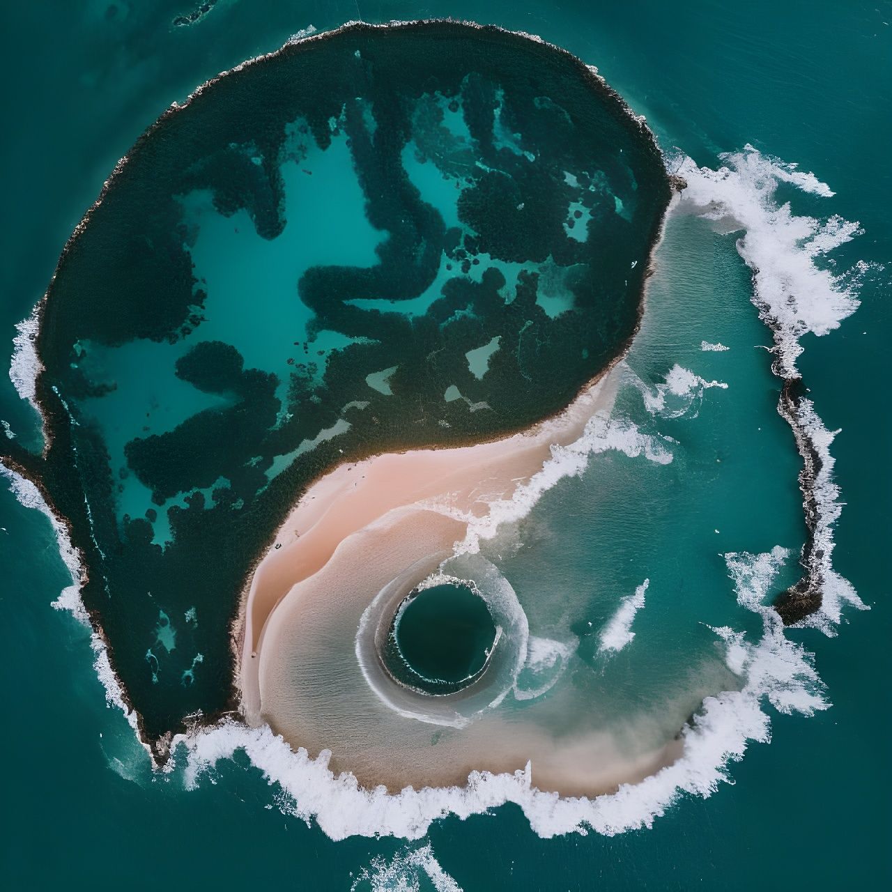Yin Yang Tropical Island Bird's Eye View