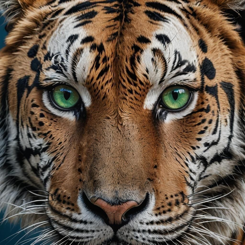 Majestic Tiger Portrait with Silver-Blue Eye