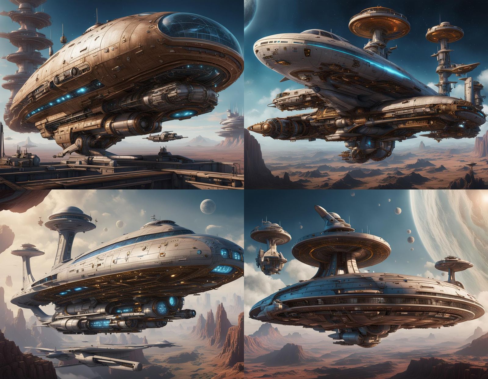 Starship Enterprise Retro Steampunk Blueprint in 8K