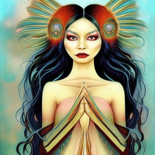 Navajo Woman in Gold Leaf Shimmer