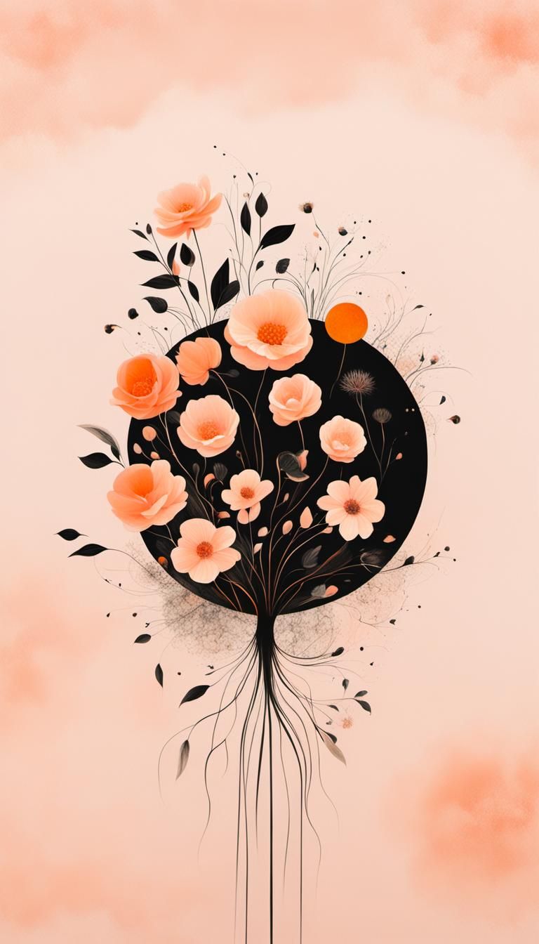 Surreal Floral Circle in Ethereal Abstract Art