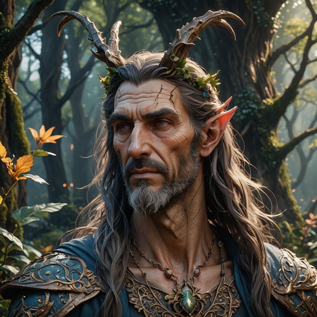 Detailed Painting of an Old Lanky Fairy Male