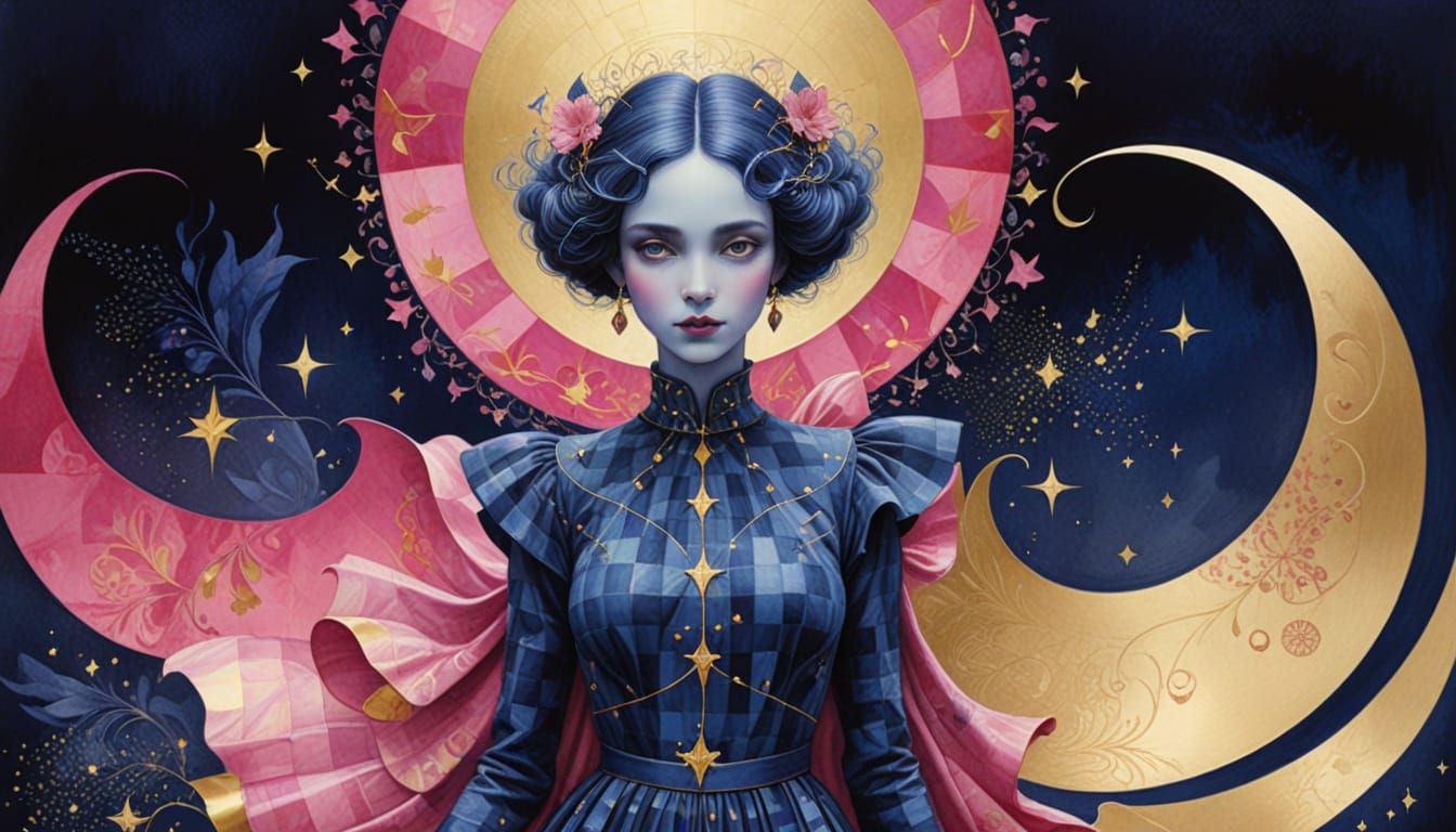 Gingham Glow in Art Deco Style