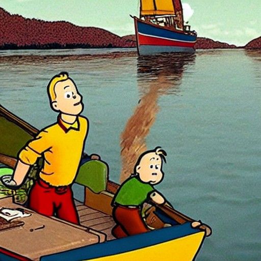 Tintin's Amazon Adventure: A Classic Cartoon Scene
