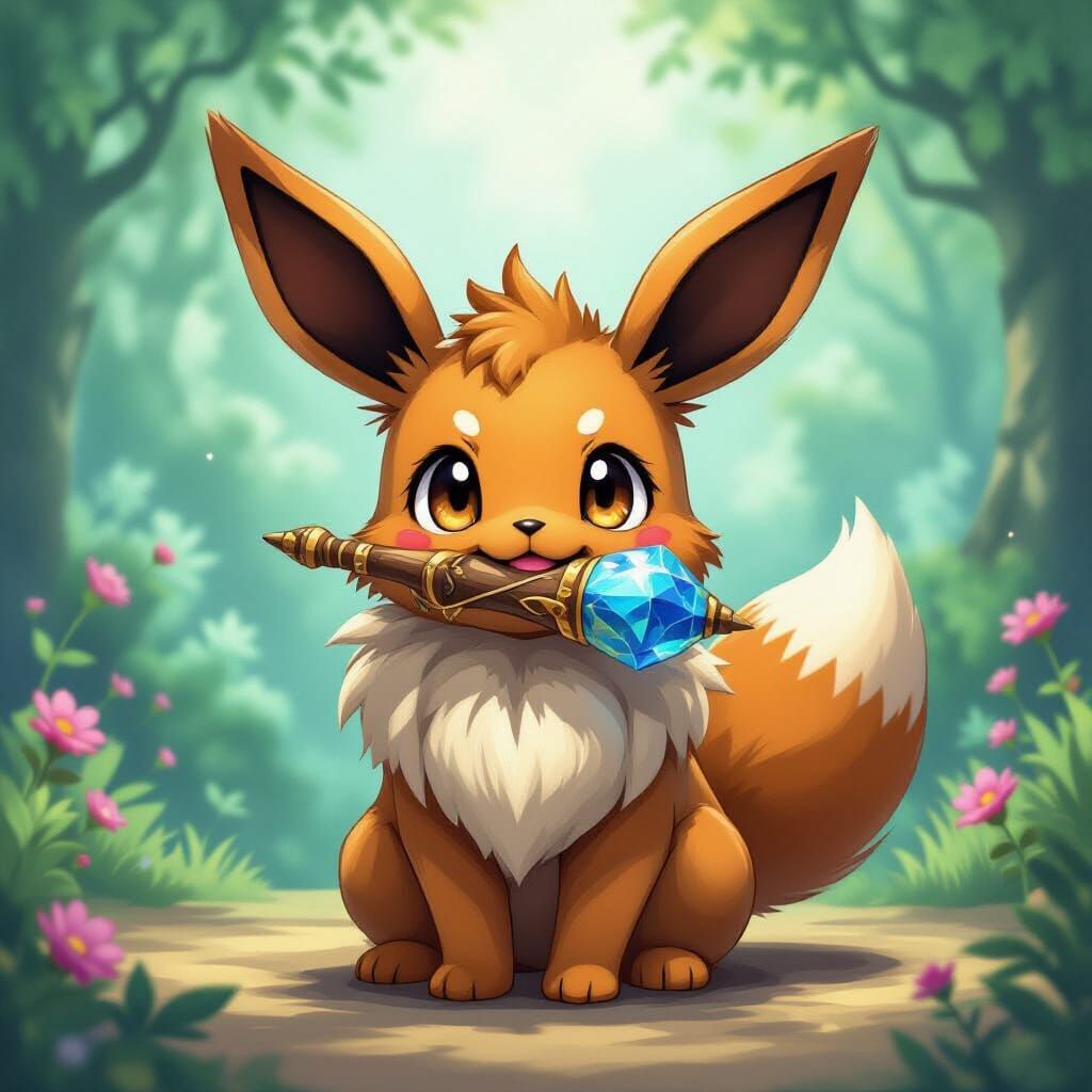 Eevee with Mystical Artifacts: A Whimsical Dream