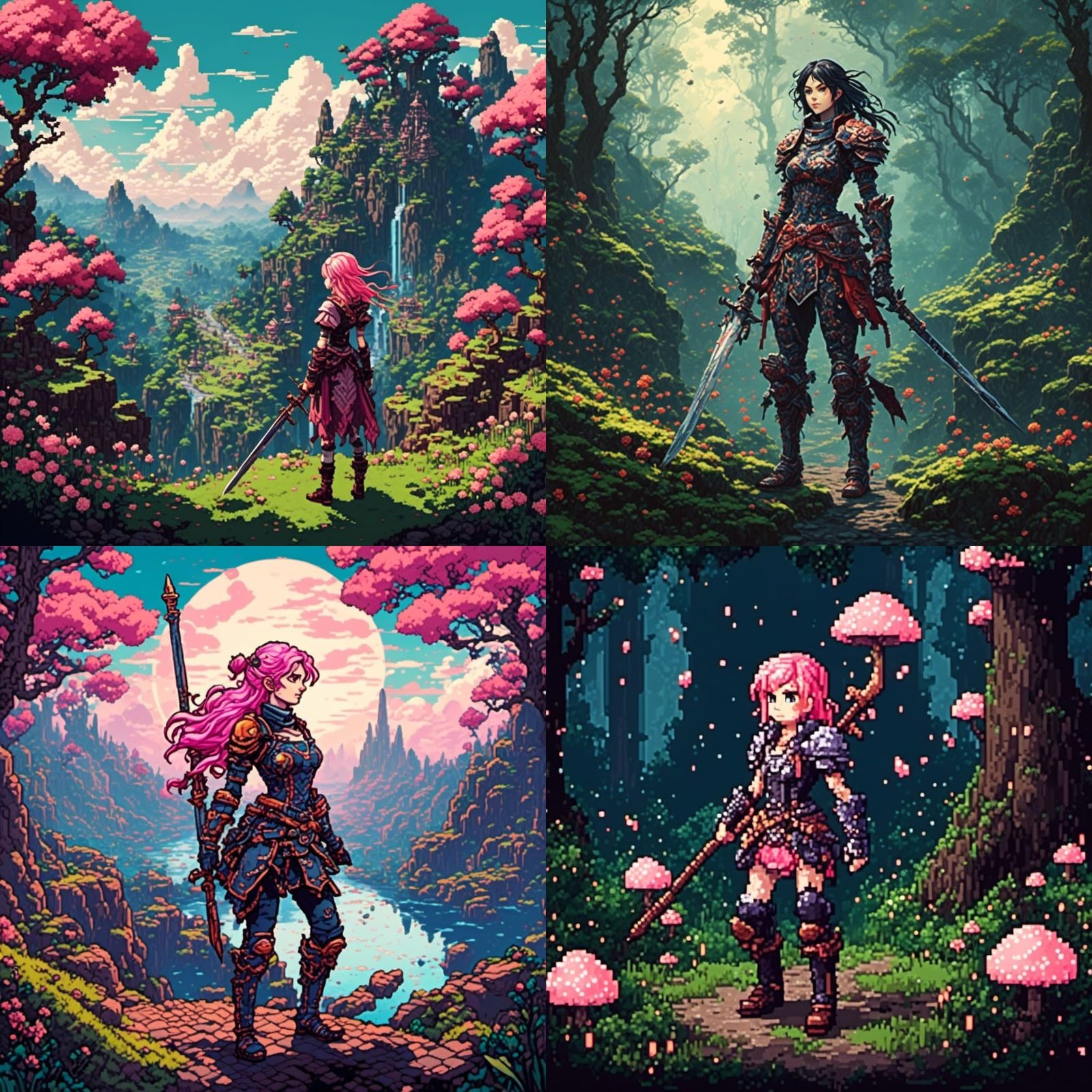 Anime Woman in 16-bit Pixel Art Style