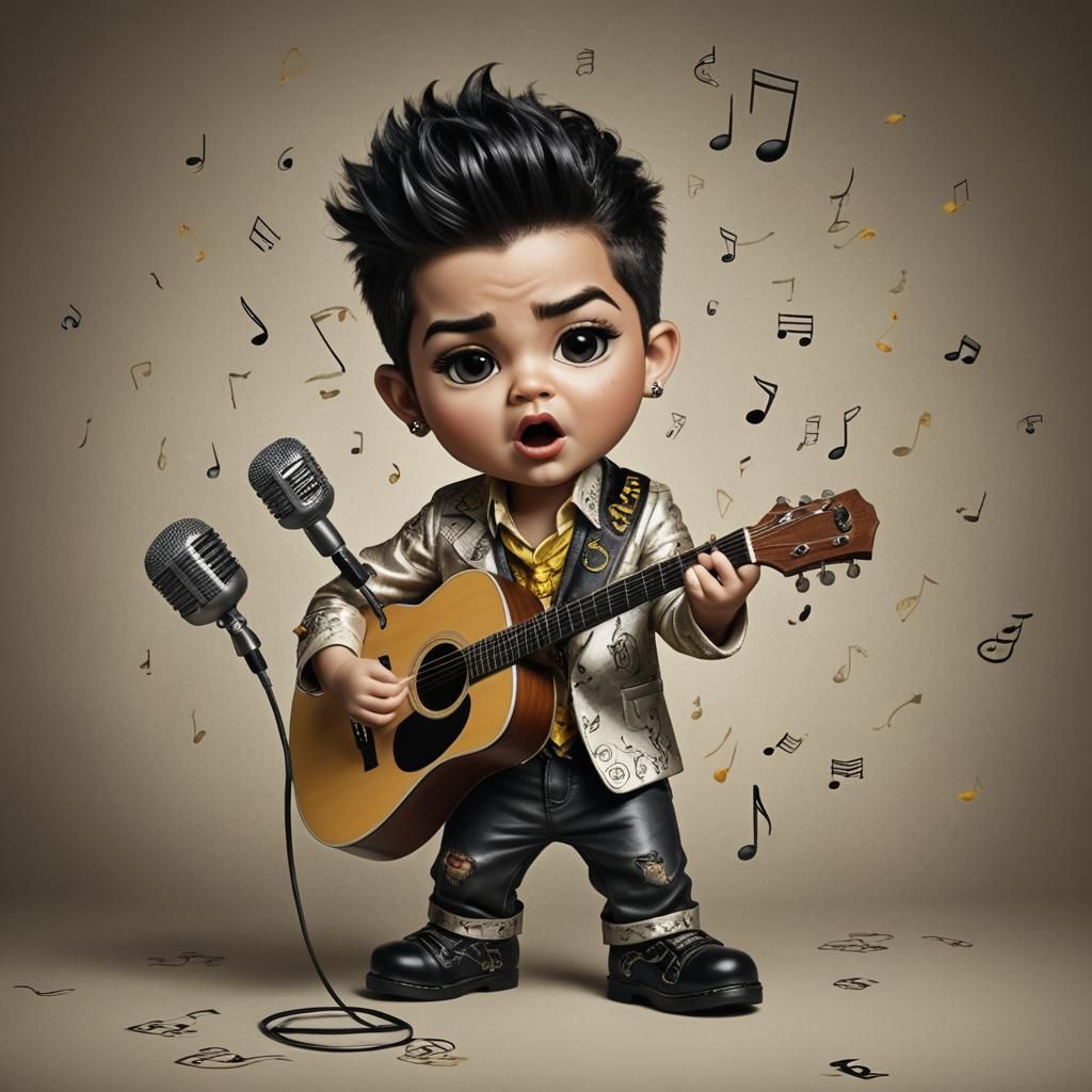 Baby Adam Lambert Caricature with Boa