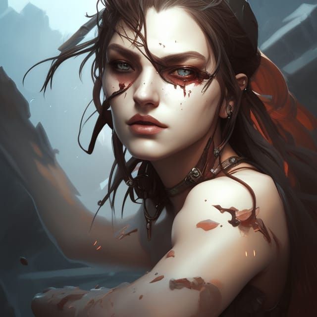 Monster Slayer Portrait in Hyperdetailed Art Style