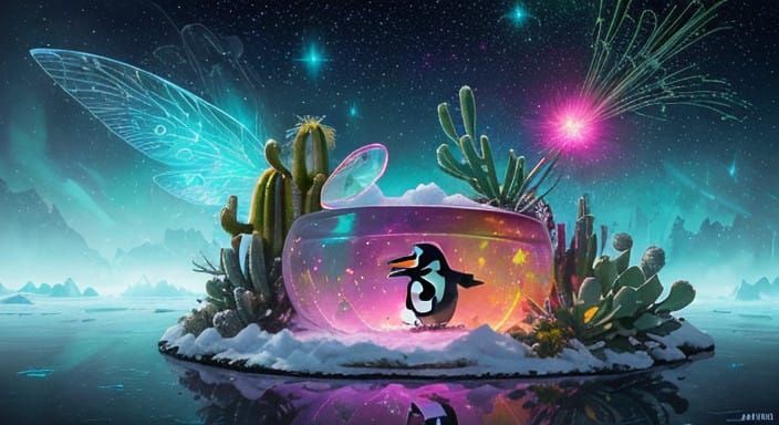 Transformers Among Fantastical Terrarium Winter Scene in Dig...