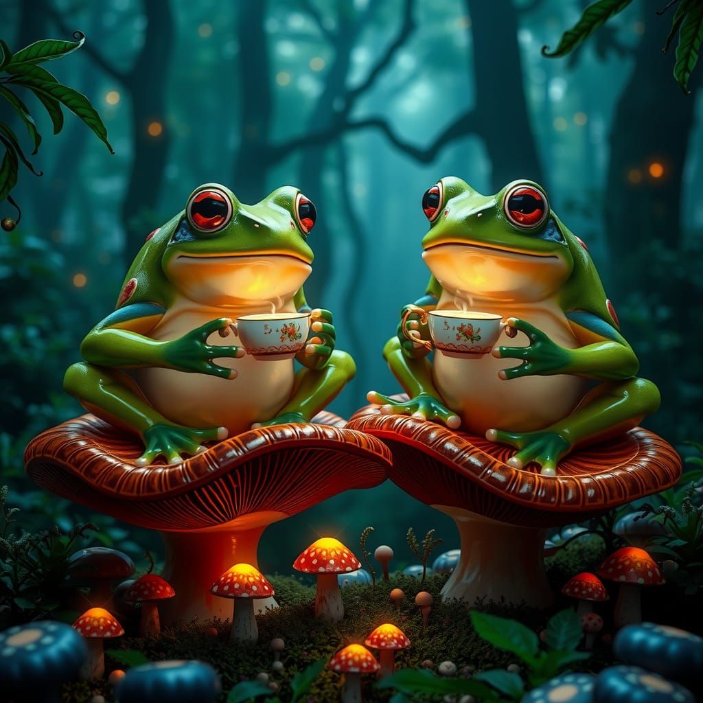 Frogs' Tea Party: 18th Century Fantasy in Pre-Raphaelite Sty...