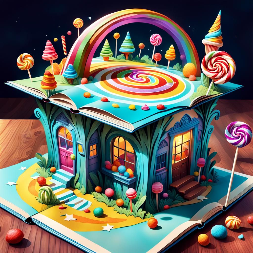 Magical Pop-Up Book in Candy Art Style