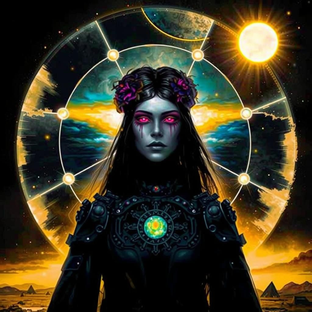 Solar Goth Bride in Post-Apocalyptic Monoprint