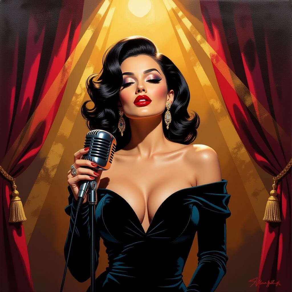 Vampy Nightclub Singer as an Oily Abstract Painting